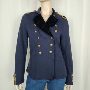 Ralph Lauren Denim Supply Navy Military Style Blazer Band Jacket Blue XL